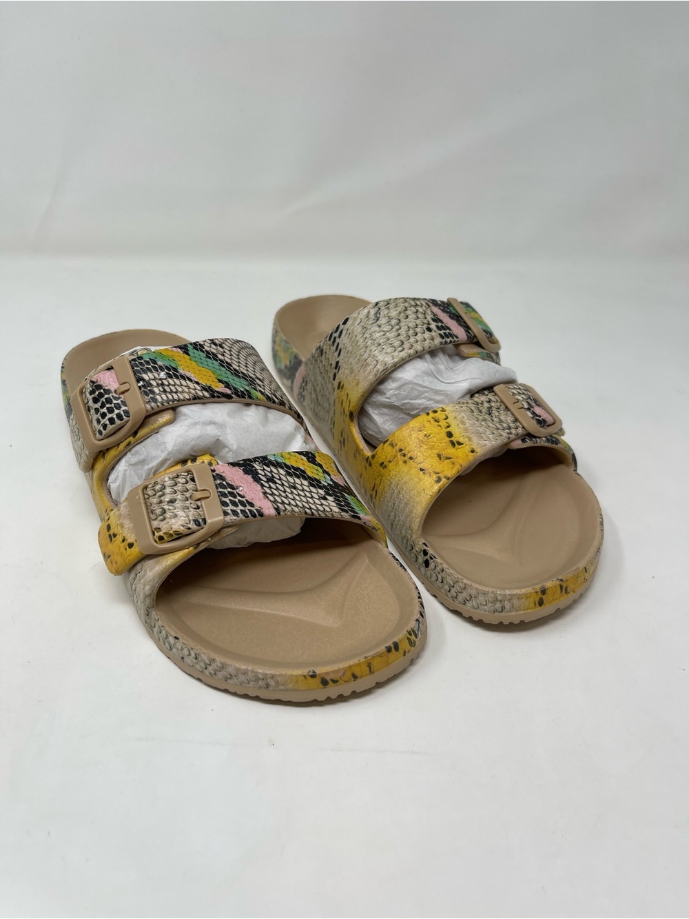 Vince Camuto VC-Mandial Sandals Women's 8M‎ Snake Print Double Strap Slides NEW